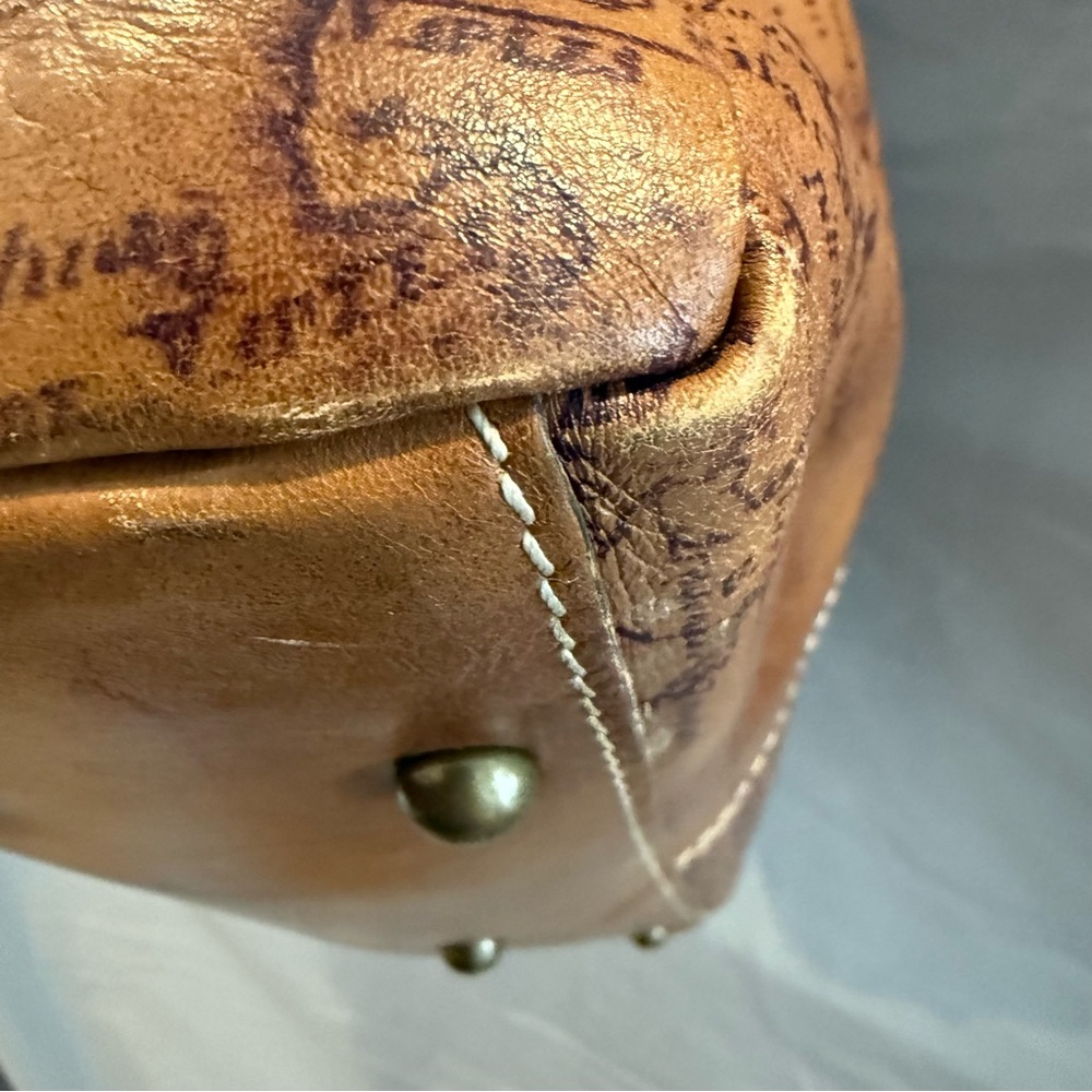 Patricia Nash Map Leather Tote Vintage Inspired Old World Travel Bag Pre-owned - Picture 4 of 16